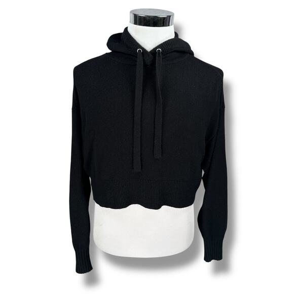 Everlane Cashmere Cropped Hoodie Women’s Small Black Drawstring Casual Pullover - Picture 1 of 9